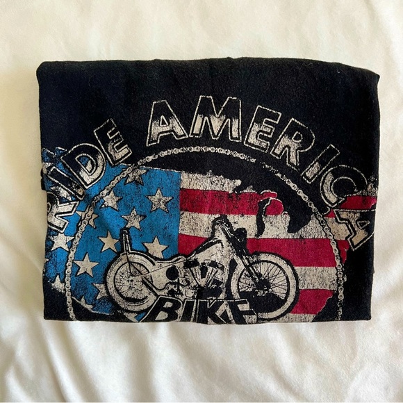 Ralf Lauren Relaxed US Flag Motorcycle T-Shirt - Picture 8 of 8